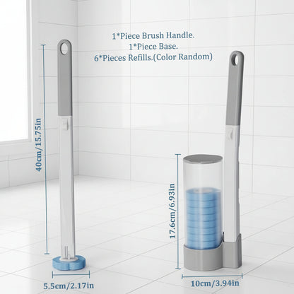 Toilet Brush and Holder Set with Disposable Refills Replacement Head Cleaning Kit Bathroom Cleaning Brush WC Accessories Tool