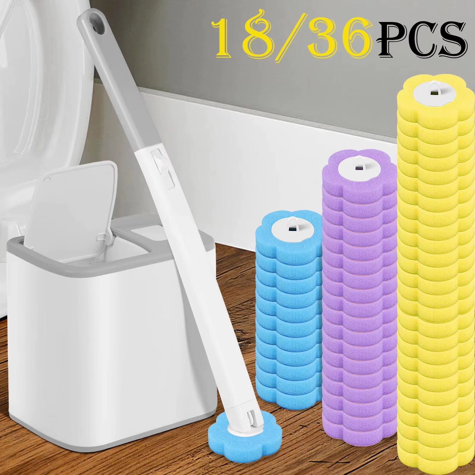 Toilet Brush with Disposable Replacement Head Kits, Upgraded Long Handle Cleaning Brush for Home WC Accessories, Easy Clean
