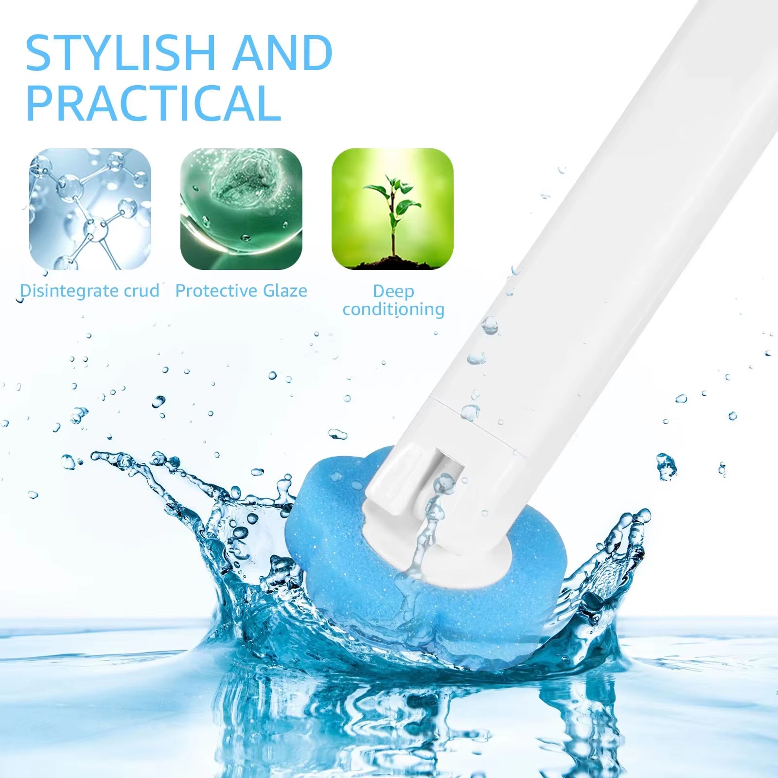 Toilet Brush with Disposable Replacement Head Kits, Upgraded Long Handle Cleaning Brush for Home WC Accessories, Easy Clean
