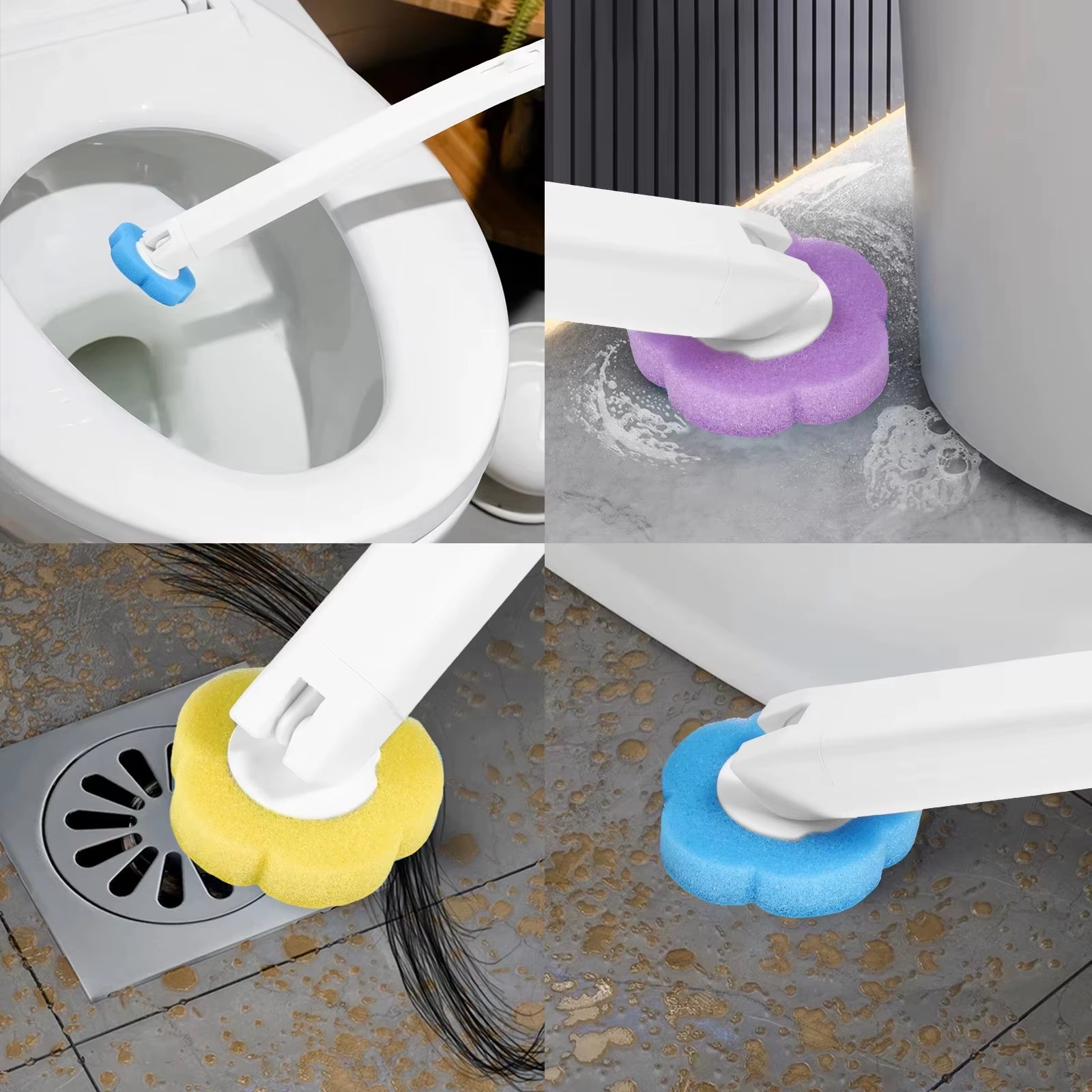 Toilet Brush with Disposable Replacement Head Kits, Upgraded Long Handle Cleaning Brush for Home WC Accessories, Easy Clean
