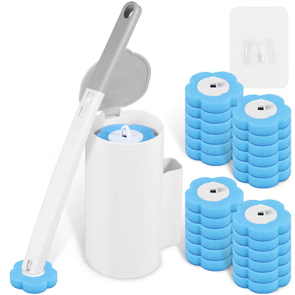 Toilet Brush and Holder Set with Disposable Refills Replacement Head Cleaning Kit Bathroom Cleaning Brush WC Accessories Tool